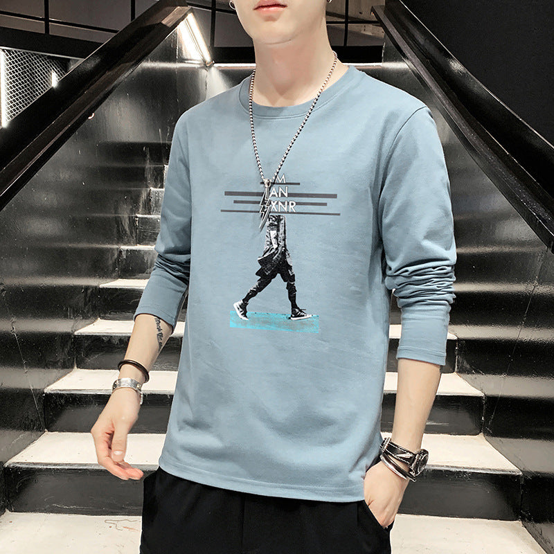 New Autumn Cotton Long-Sleeved T-Shirt Men's Trend Base Shirt Autumn Shirt On Clothing Loose Hoodie Men's Clothing