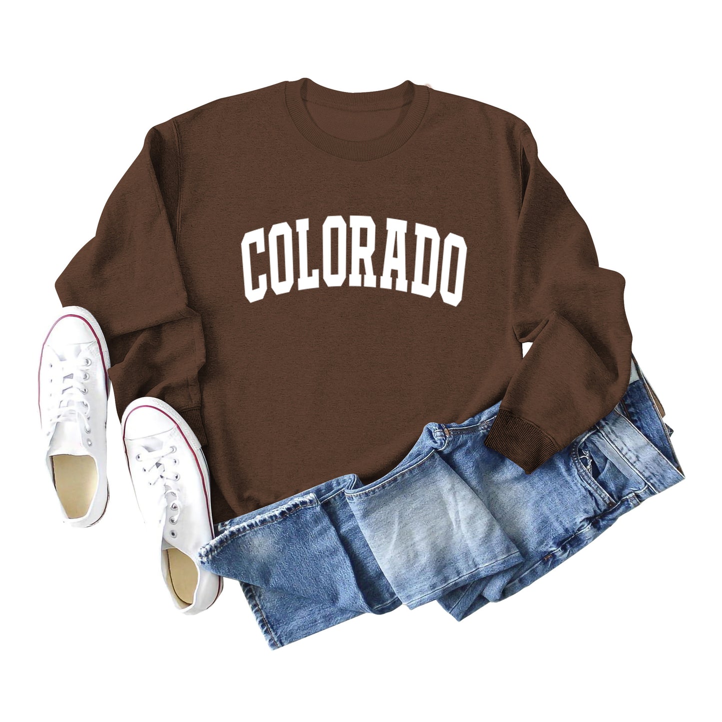 Autumn And Winter Colorado Pattern Letter Printed Casual Long-Sleeved Crew-Neck Hoodie