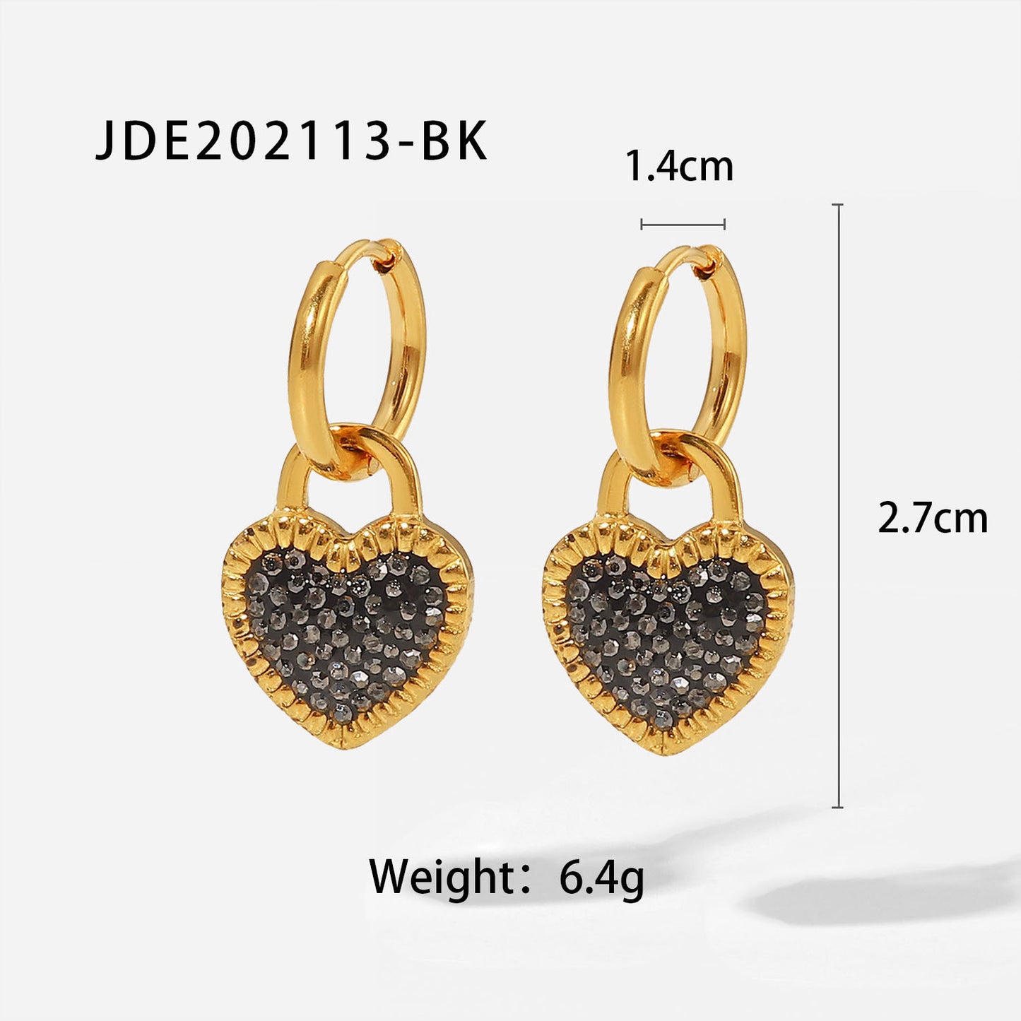 5pcs Fashion Niche Design Zircon Love Stainless Steel Earrings With Exquisite High-Grade Earrings Titanium Steel Earrings