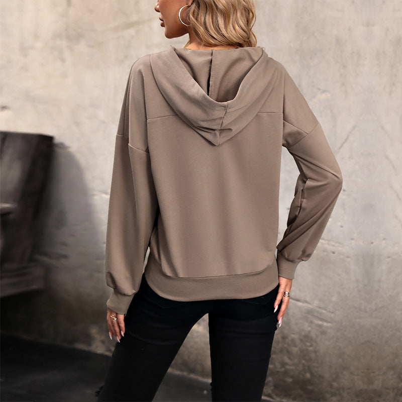 Autumn New Women's Solid Color Long-Sleeved Hoodie Women