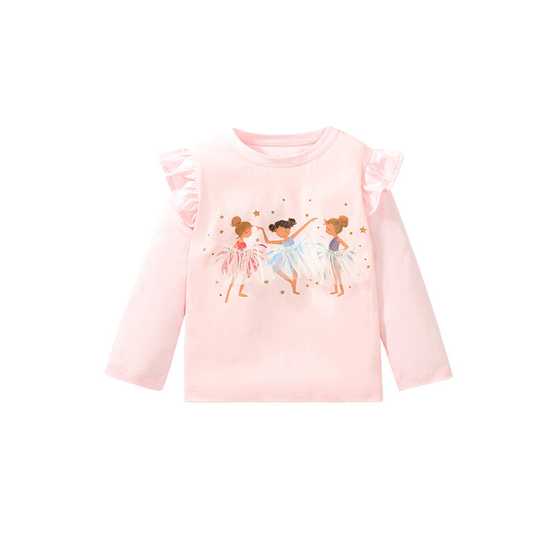 Long-Sleeved Girls' T-Shirt Cute Girls' Top Pure Cotton Children's Autumn Children's T-Shirt