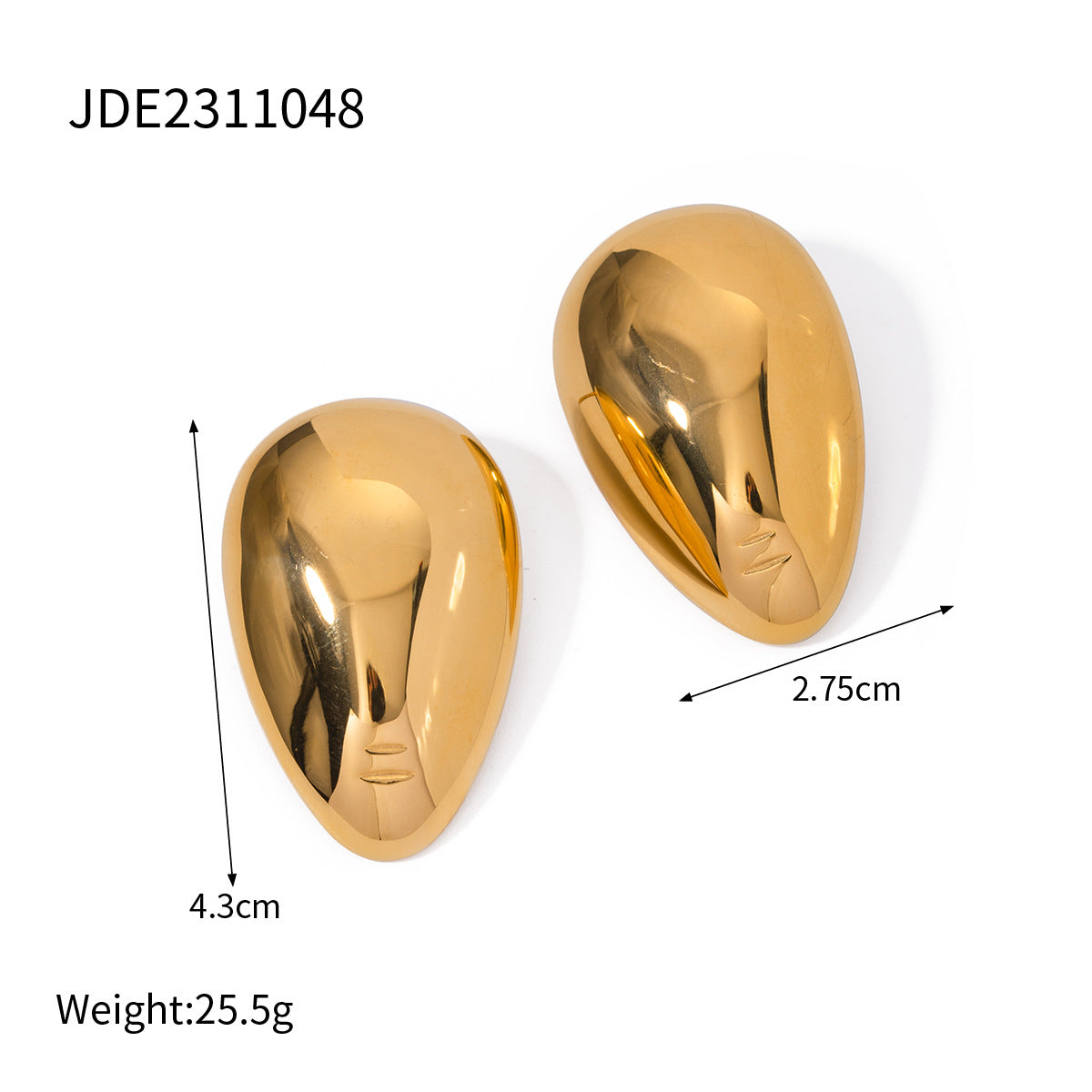 5pcs Minimalist Geometry Series 18K Gold Stainless Steel Smooth Big Earrings Women's Earrings Accessories