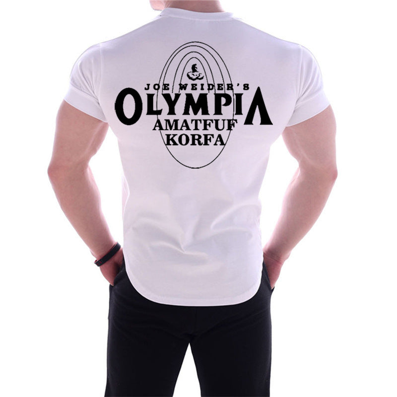 Outdoor Sports Quick Dry Round Neck T-Shirt Large Size Printed Men Short Sleeve Loose Running Fitness