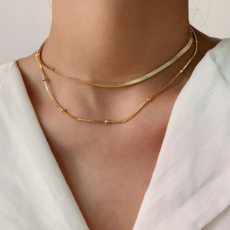 5pcs Fashion Retro Simple Personality High-Grade Gold-Plated Cold Multi-Layer Necklace Female Minority Collarbone Choker