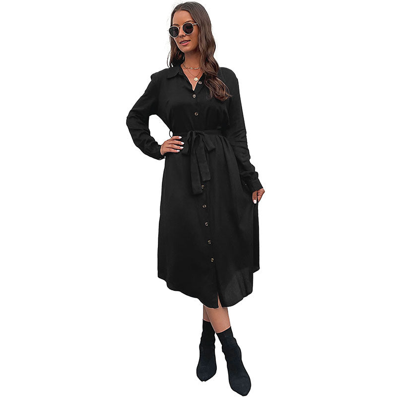 New Autumn And Winter New Women's Long-Sleeved Black Dress Long High-Level Sense