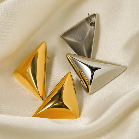 5pcs 18K Gold Stainless Steel Triangle Stud Earrings Year Of Stylish Design Earrings