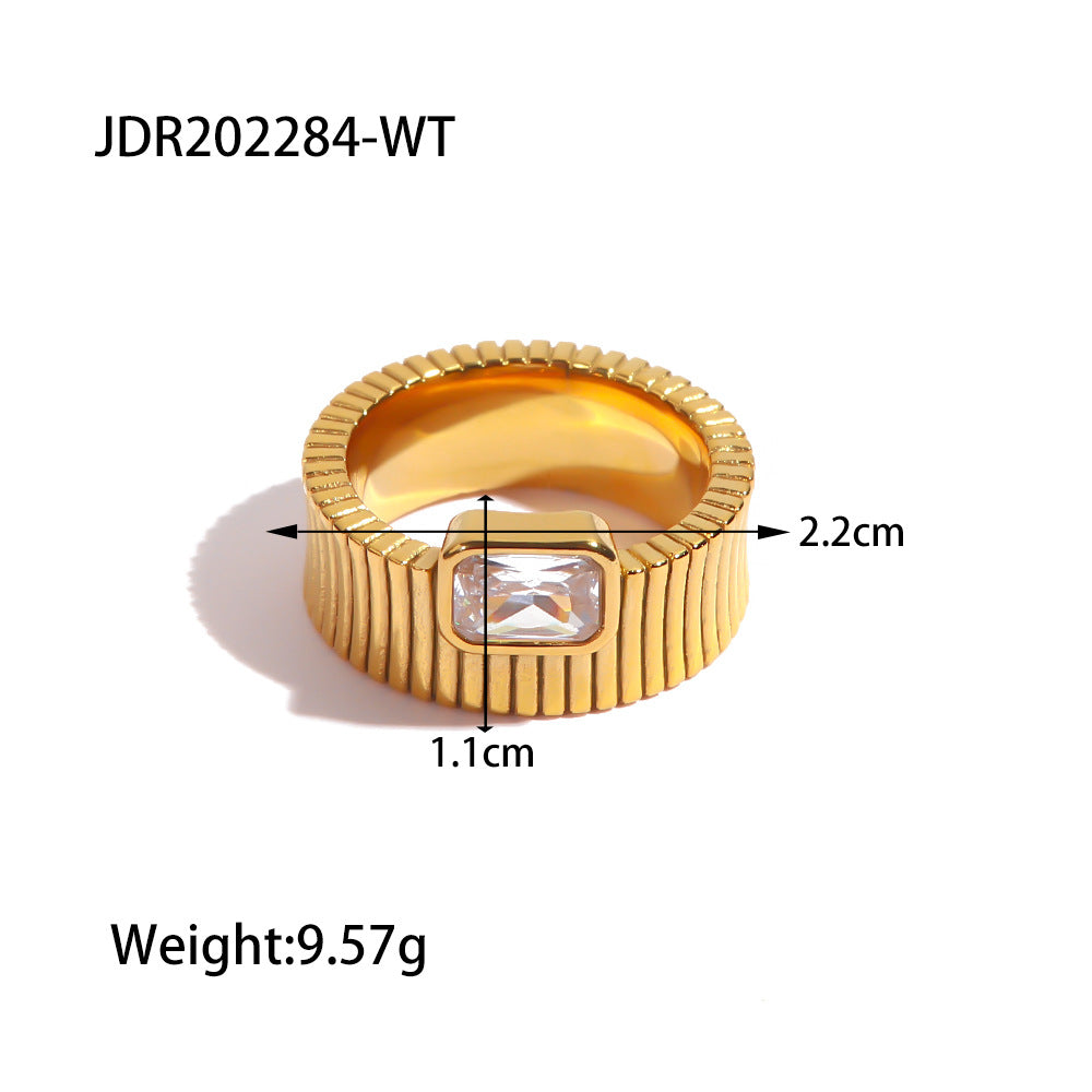 5 pcs Fashion Zircon Ring 18K Gold Plated Stainless Steel Ring Jewelry for Women