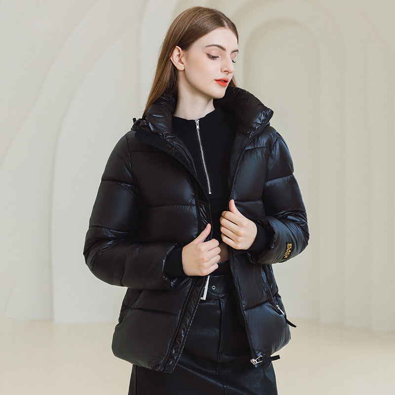 New Interior Comes With Heating Black Five-Grid Cotton-Padded Jacket Black Gold Short Men And Women With The Same Thickened Northern Cold Resistance