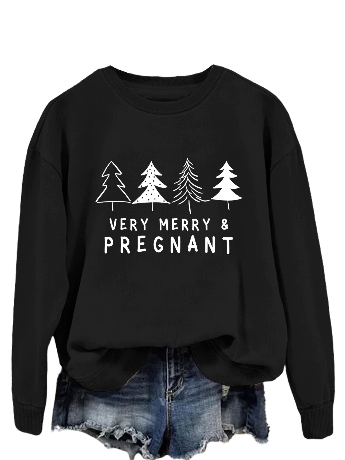 Very Merry Pregnant Long Sleeve Hoodie Fashion Long Sleeve Top Woman