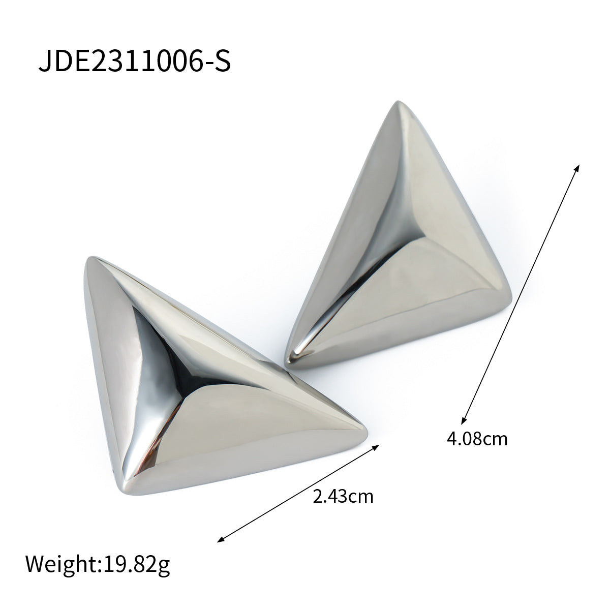 5pcs 18K Gold Stainless Steel Triangle Stud Earrings Year Of Stylish Design Earrings