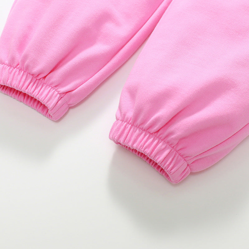 Casual Girls Pants Autumn Children's Solid Color Children's Pants Pink Cotton Children's Pants