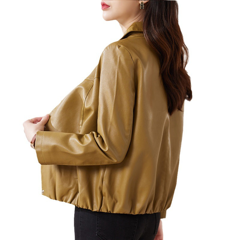 New Women's Shirt Short Leather Coat Spring And Autumn Version Loose And Thin Network Celebrity Jacket