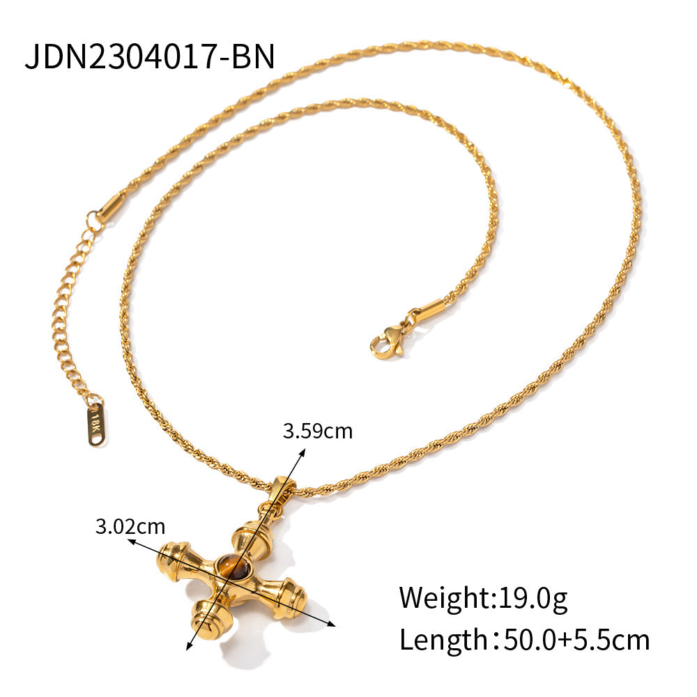 5 pcs Popular Necklace 18K Gold Plated Stainless Steel Cross Combination Pendant Necklace For Women