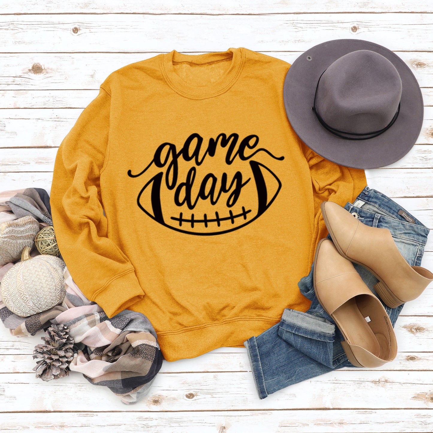 Game Day Baseball Letter-Loose Women's Crew-Neck Fall/Winter Long-Sleeved Shirt Plus Size Hoodie