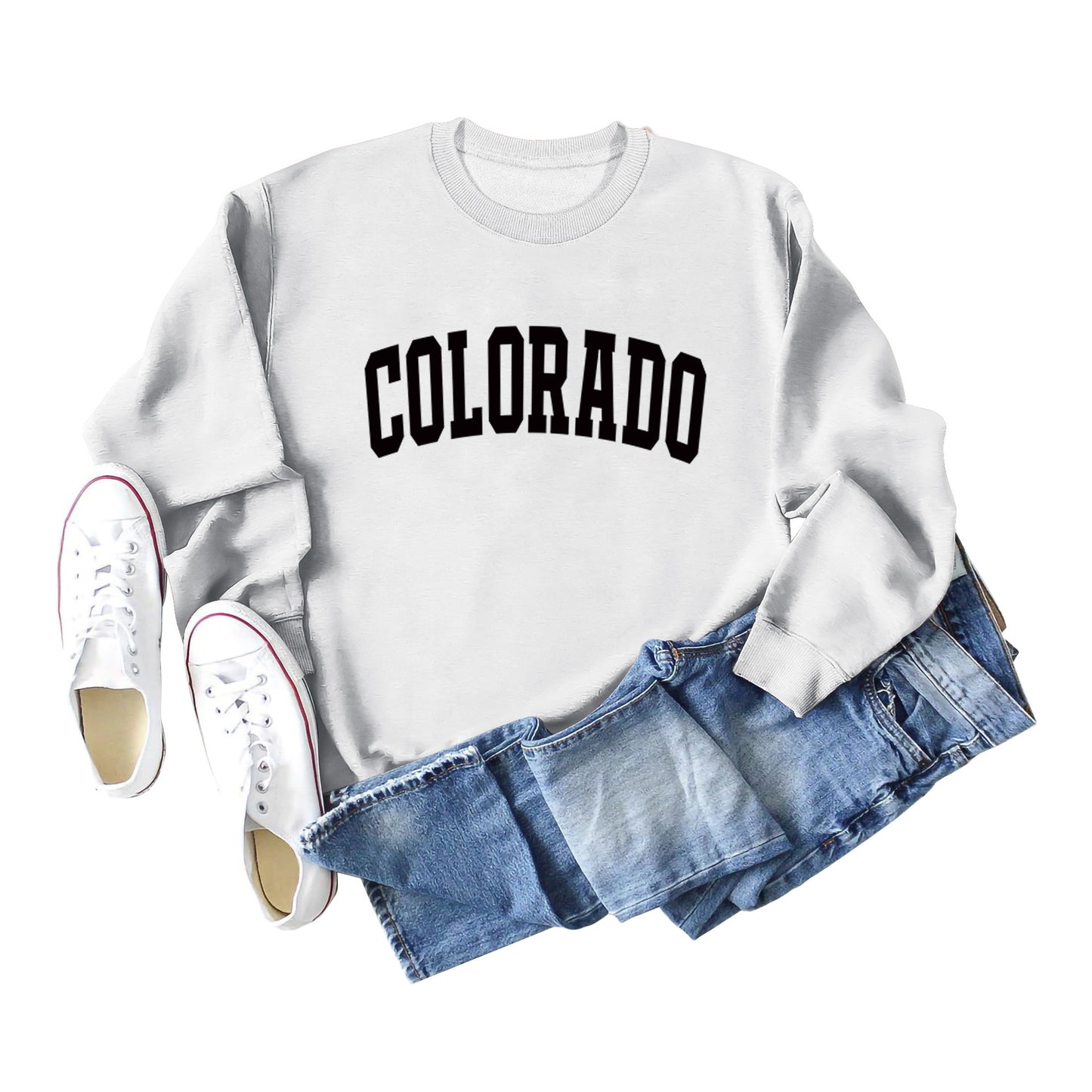 Autumn And Winter Colorado Pattern Letter Printed Casual Long-Sleeved Crew-Neck Hoodie