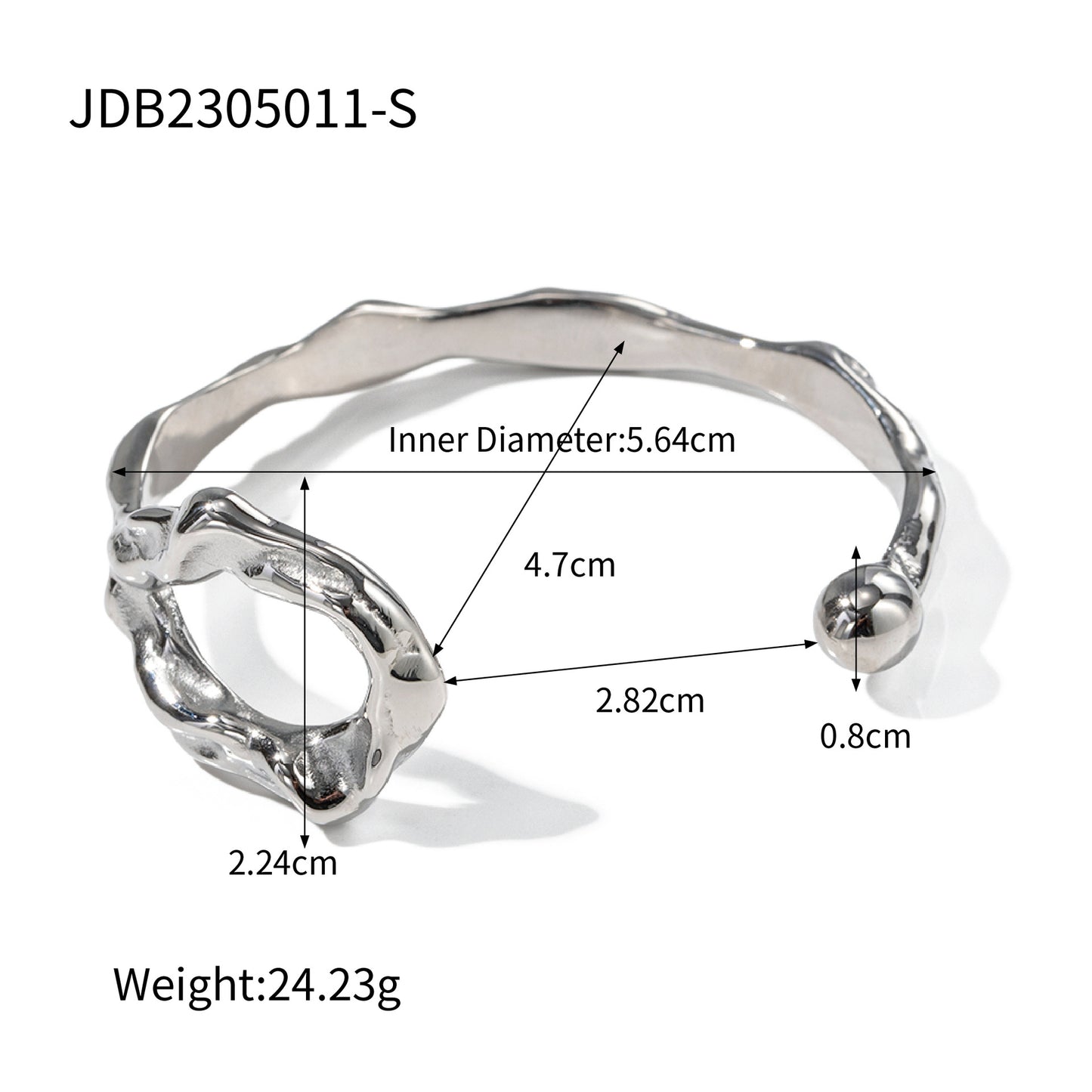 5pcs Style Stainless Steel Irregular Opening Bracelet Women's Pvd Electroplated 18K Jewelry