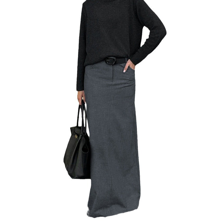 Grey Skirt Autumn And Winter New Commuter Skirt Fashion Temperament Women's Dress