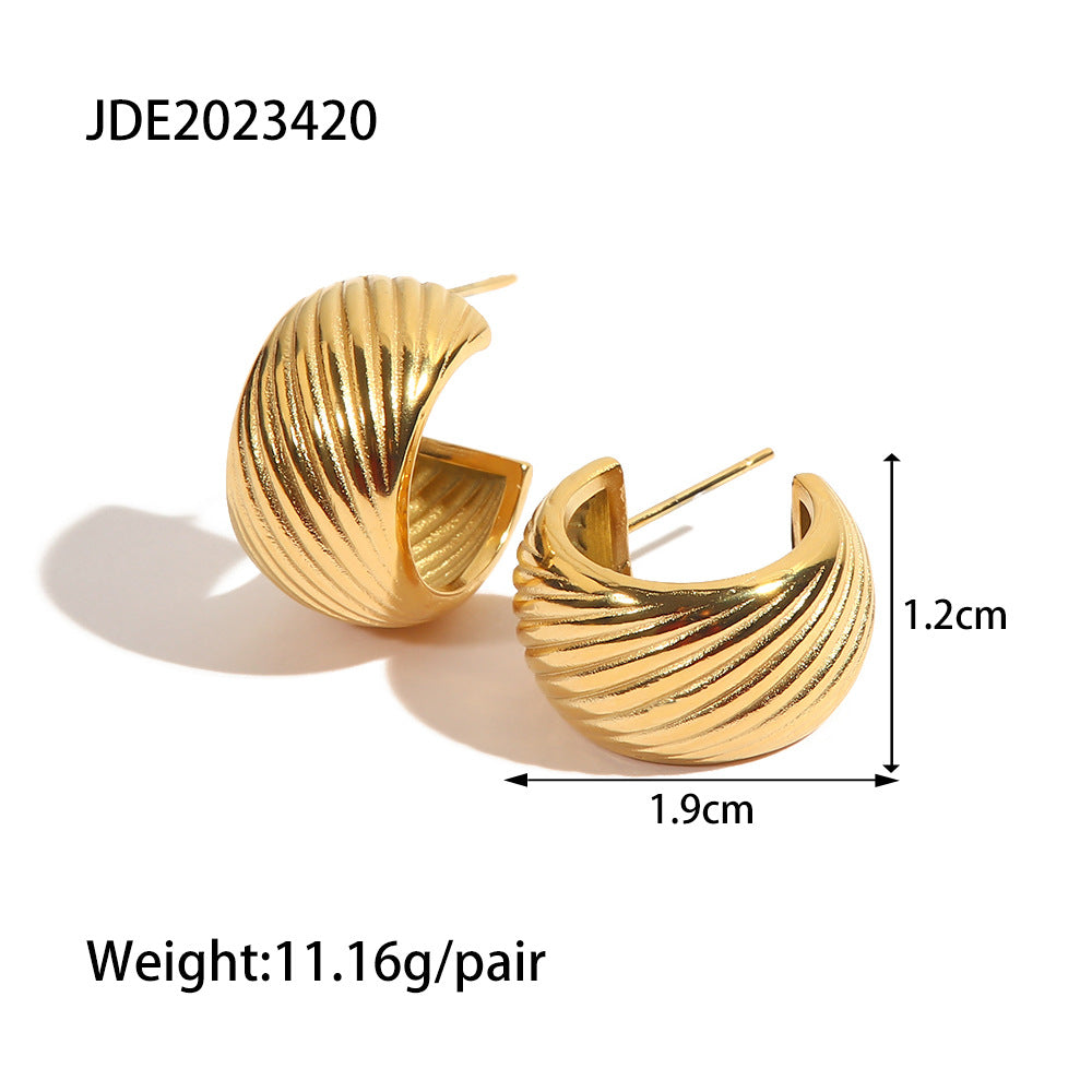 5pcs Metal Ball C-Shaped Earrings Earrings Stud New Fashion Temperament Niche Design Women's Earrings