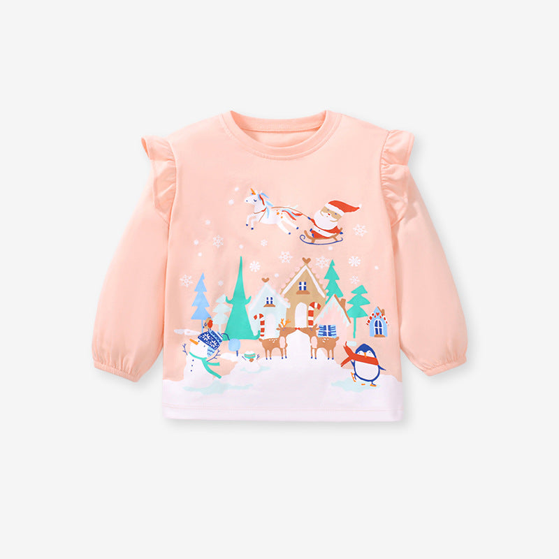 Children's T-Shirt Autumn Girls Long Sleeve Children's T-Shirt Home Casual Cotton Girls Top