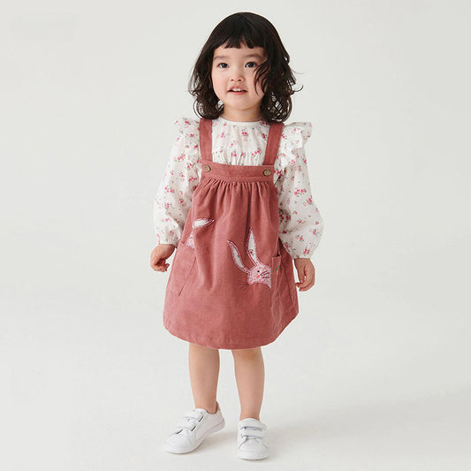 Children's Strap Skirt Autumn Children's Skirt Embroidery Children's Skirt Pure Cotton Girls' Strap Skirt