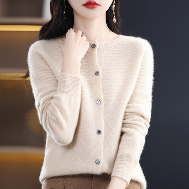 Seamless 100 Wool Cardigan Women's New Spring Sweater Women Seamless Integrated Cashmere Sweater Knit Coat