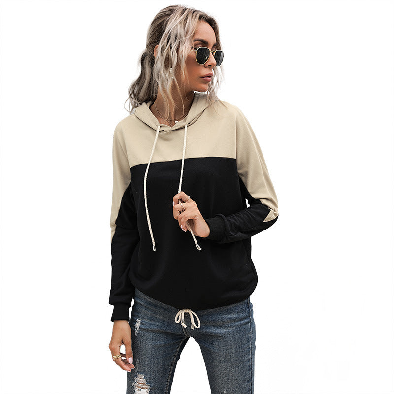 Fashion Women's Autumn And Winter Long Sleeve Splicing Loose Hoodie Women Hooded