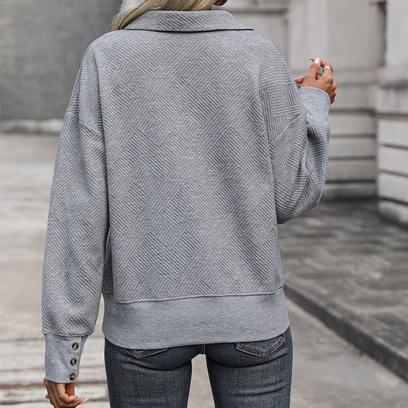 Autumn New Fashion Women's Clothing Lapel Gray Hoodie