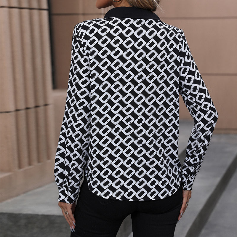 Autumn New Women's Clothing Long-Sleeved Printed Women's Shirt