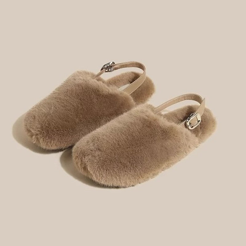 Woolen Shoes Women Plus Cashmere Outside To Wear New Fall And Winter After The Strap Wrapped Head Mink Hair Slippers Flat Warm Slippers