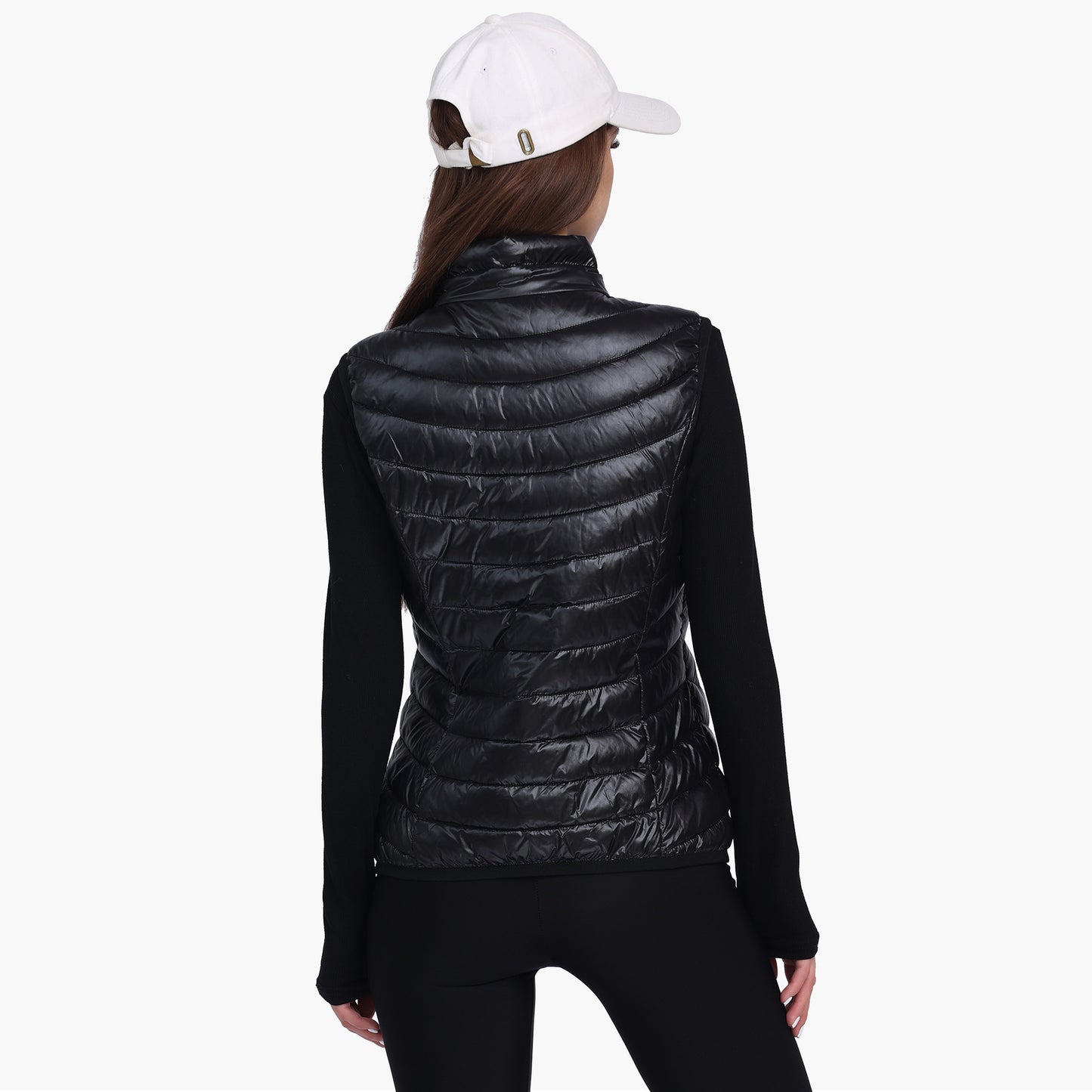 Women's Winter Ultra Light Warm And Anti-Packable Down Vest Jacket Sleeveless Stand-Up Collar Jacket With Pockets