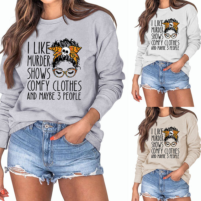 I Like Murder Shows Women's Crew-Neck Long-Sleeved Ebay Plus-Size Hoodie