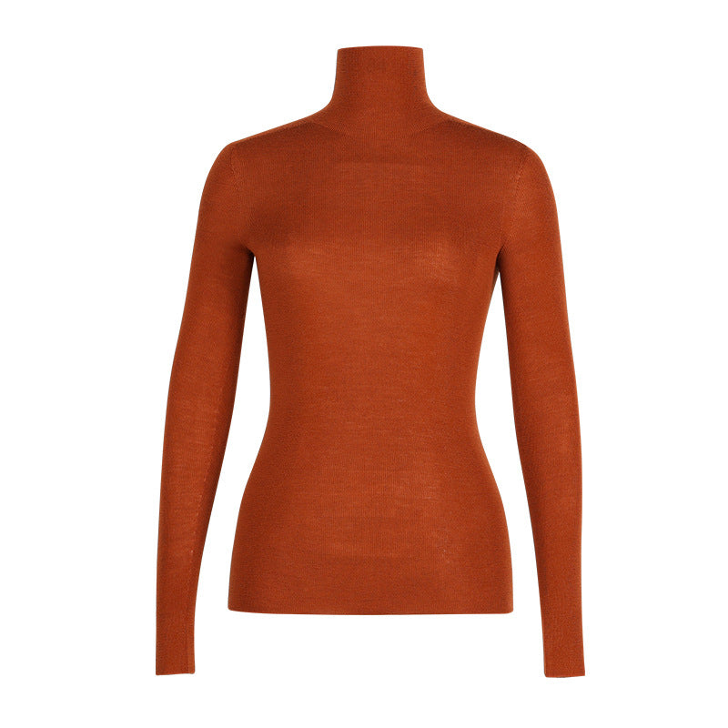 Soft Waxy Ultra Fine 18-Stitch Woolen Sweater New Seamless All-Wool Base Sweater All-Match Knitwear Women