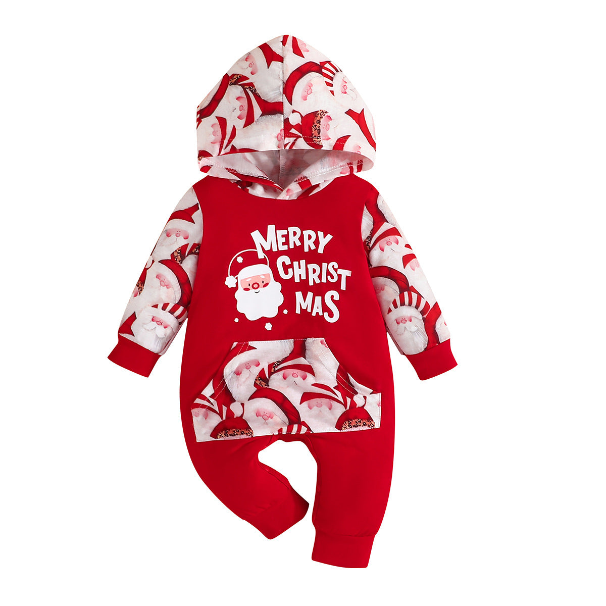 New Fashion Baby Hooded Long Legs Clothing Spring And Autumn Children Christmas Holiday Christmas Printing