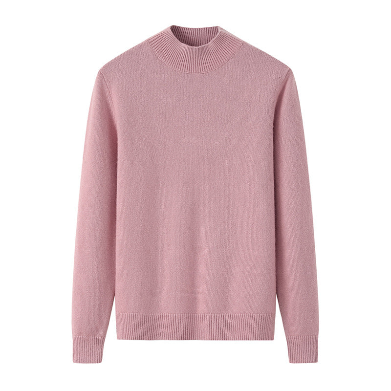 Women's Half High Neck Autumn Winter Thickened With Slim 100 Pure Cashmere Sweater Hair