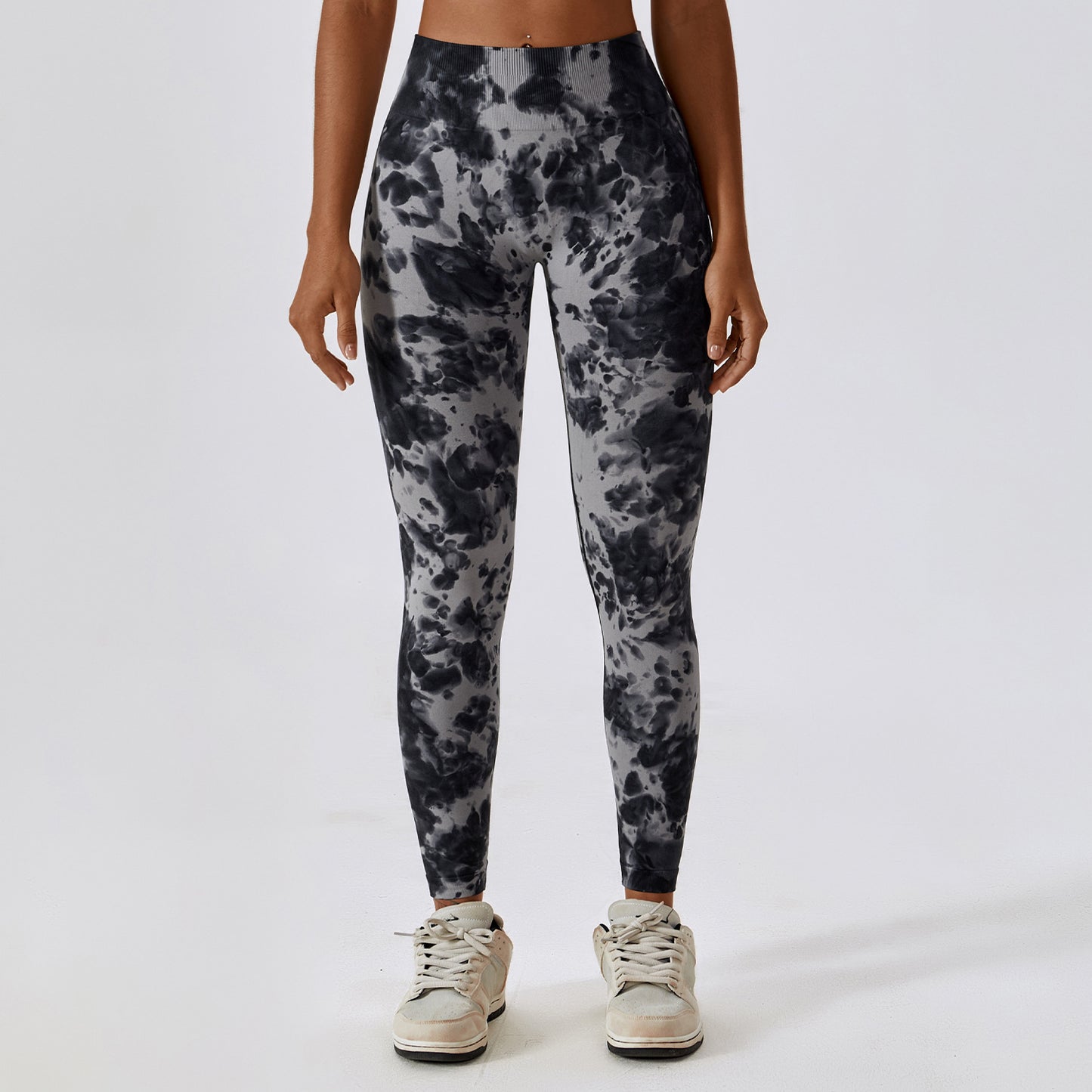 Tie-Dye Seamless High-Waisted Yoga Pants Peach Hip Lift Fitness Pants Running Sports Tight Pants