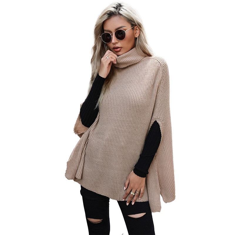 Stylish, Warm, and Solid Color High Neck Knitted Outerwear for Autumn and Winter