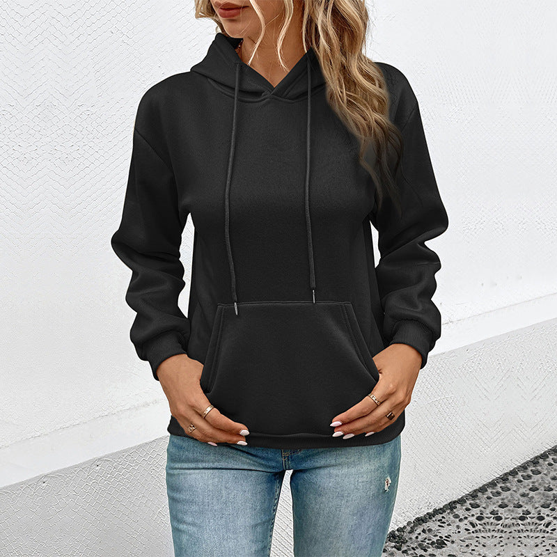 New Autumn New Women's Long Sleeve Solid Color Hoodie