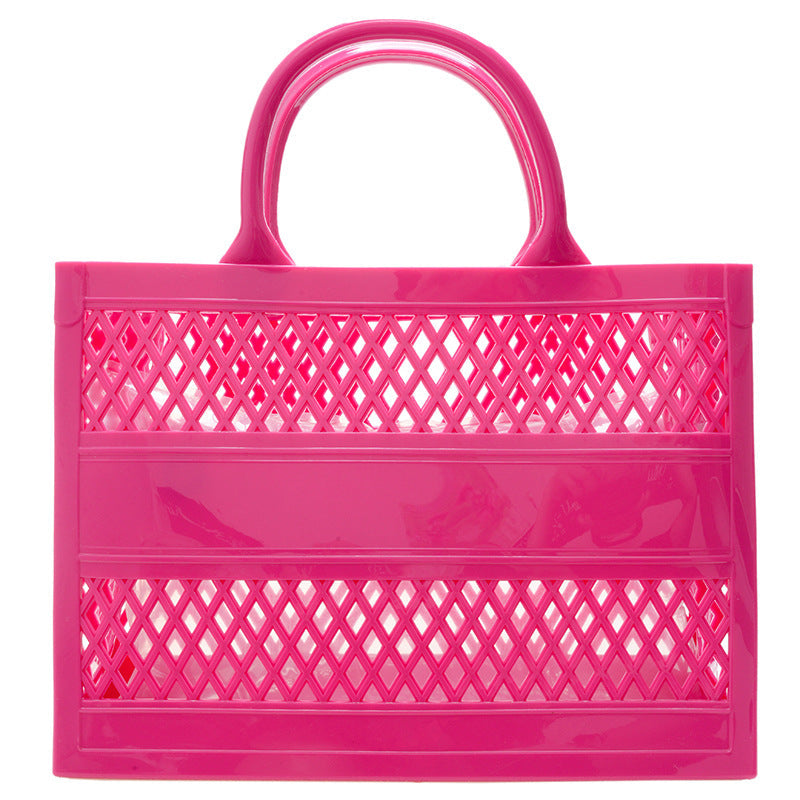 Summer New Shopping Basket Jelly Bag Large Capacity Basket Storage Basket Candy-Colored Hollowed Out Beach Bag