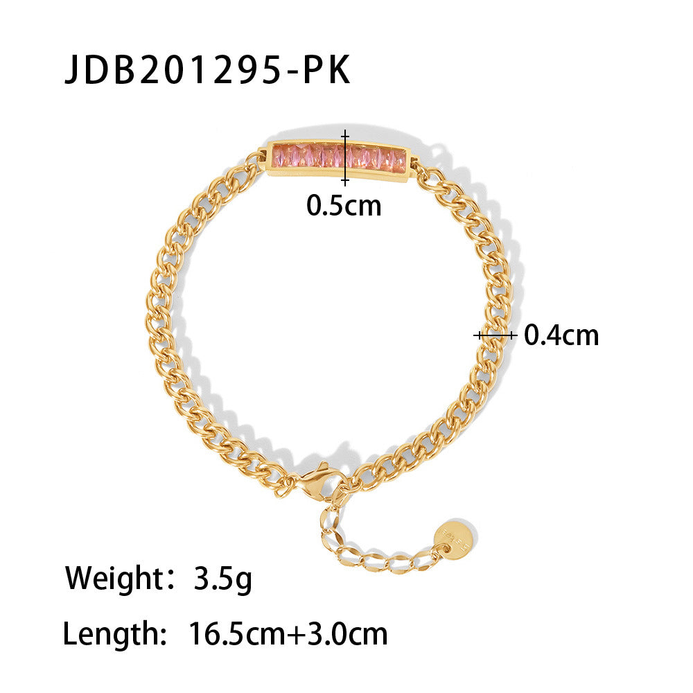 5 pcs Women's New Titanium Steel Bracelet 18K Gold Stainless Steel Inlaid Zircon Hand Decoration Fashion Bracelet Jewelry