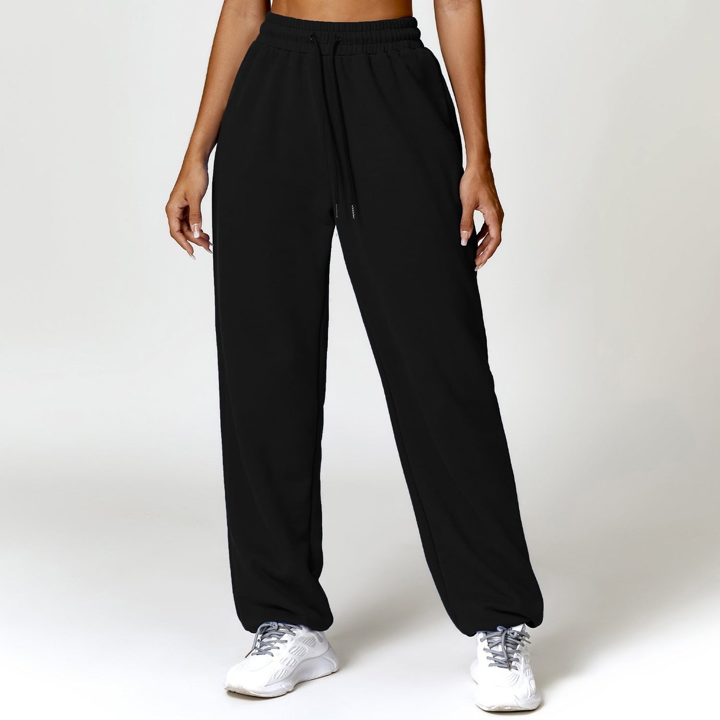 Spring High Waist Girded Feet Sports Sweatpants Loose Straight Leg Casual Pants Wearing All Matching Sweatpants