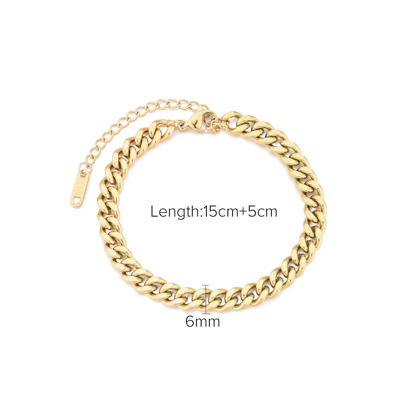 5 pcs Women Stainless Steel Cuban Bracelet Vacuum Plating Light Luxury All-In-One Titanium Steel Bracelet Retro Jewelry