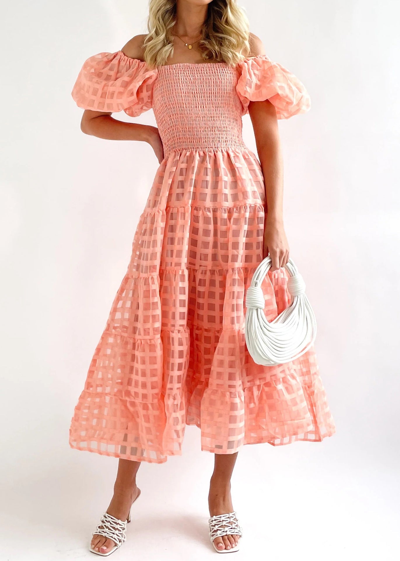 Spring And Summer New Line Collar Lantern Sleeve Cake Dress Casual Loose Dress