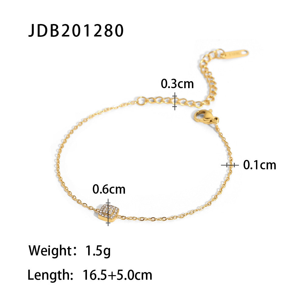 5 pcs Women's New Titanium Steel Bracelet 18K Gold Stainless Steel Inlaid Zircon Hand Decoration Fashion Bracelet Jewelry