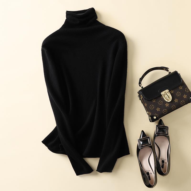 Women's 100 Pure Wool Autumn/Winter Turtleneck With A Thin Knit Bottom Cashmere Sweater