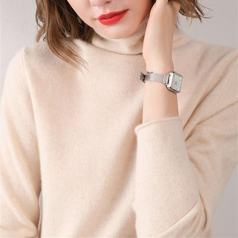 Women's 100 Pure Wool Autumn/Winter Turtleneck With A Thin Knit Bottom Cashmere Sweater