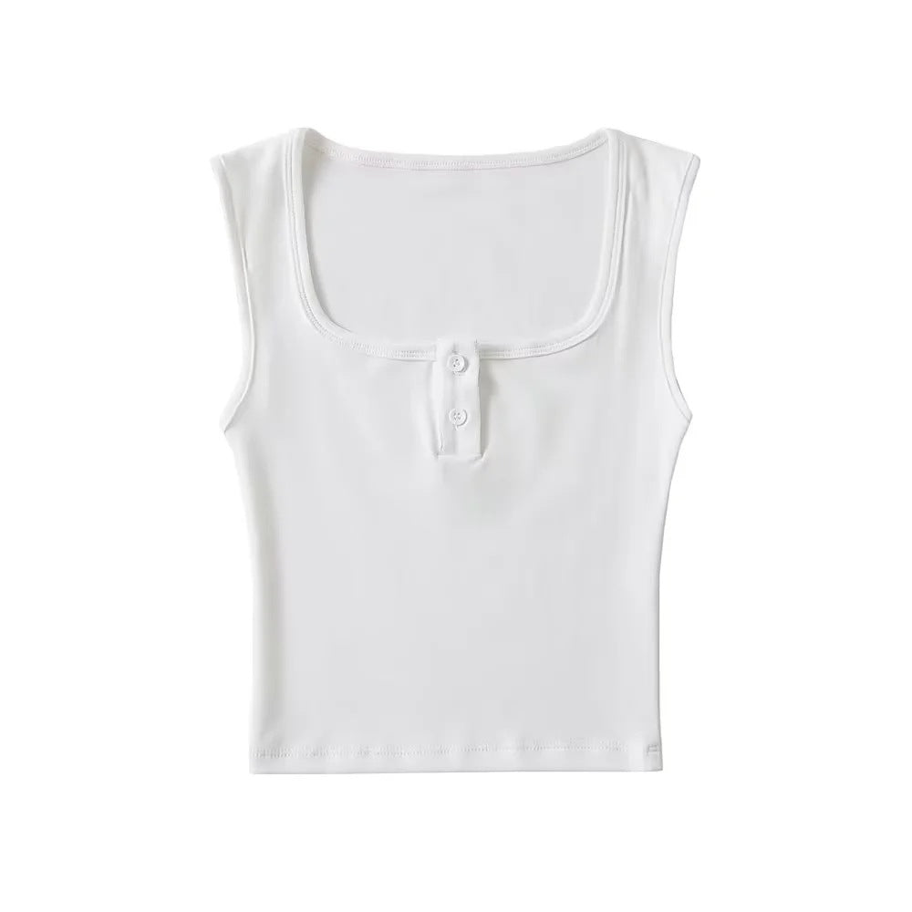 Square Collar Vest Female Summer Stretch Slimming Sleeveless T Vest Top