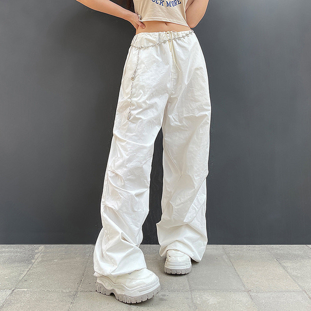 Women's New Hot Selling Pocket String Overalls Women's Solid Color Loose Casual Pants