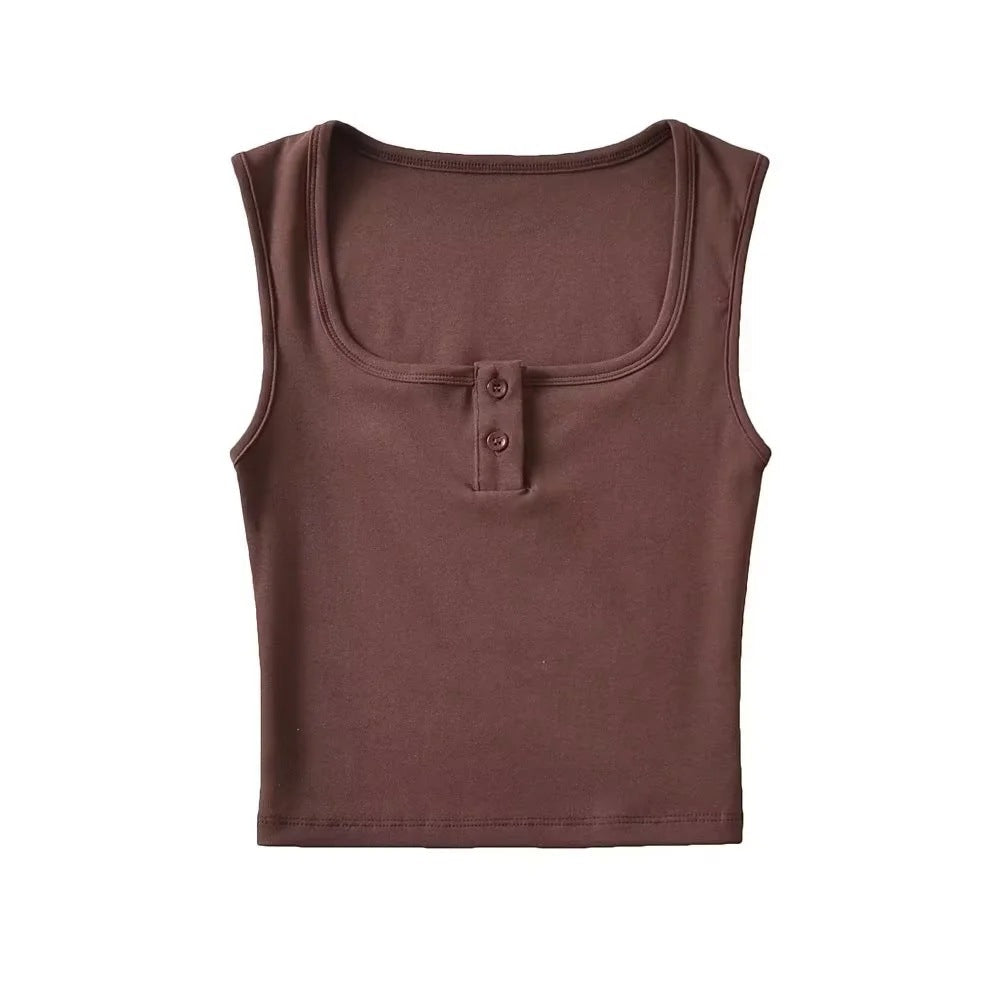 Square Collar Vest Female Summer Stretch Slimming Sleeveless T Vest Top