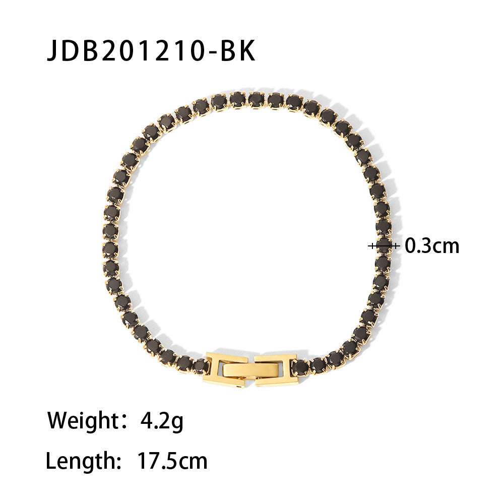 5 pcs Women's New Titanium Steel Bracelet 18K Gold Stainless Steel Inlaid Zircon Hand Decoration Fashion Bracelet Jewelry