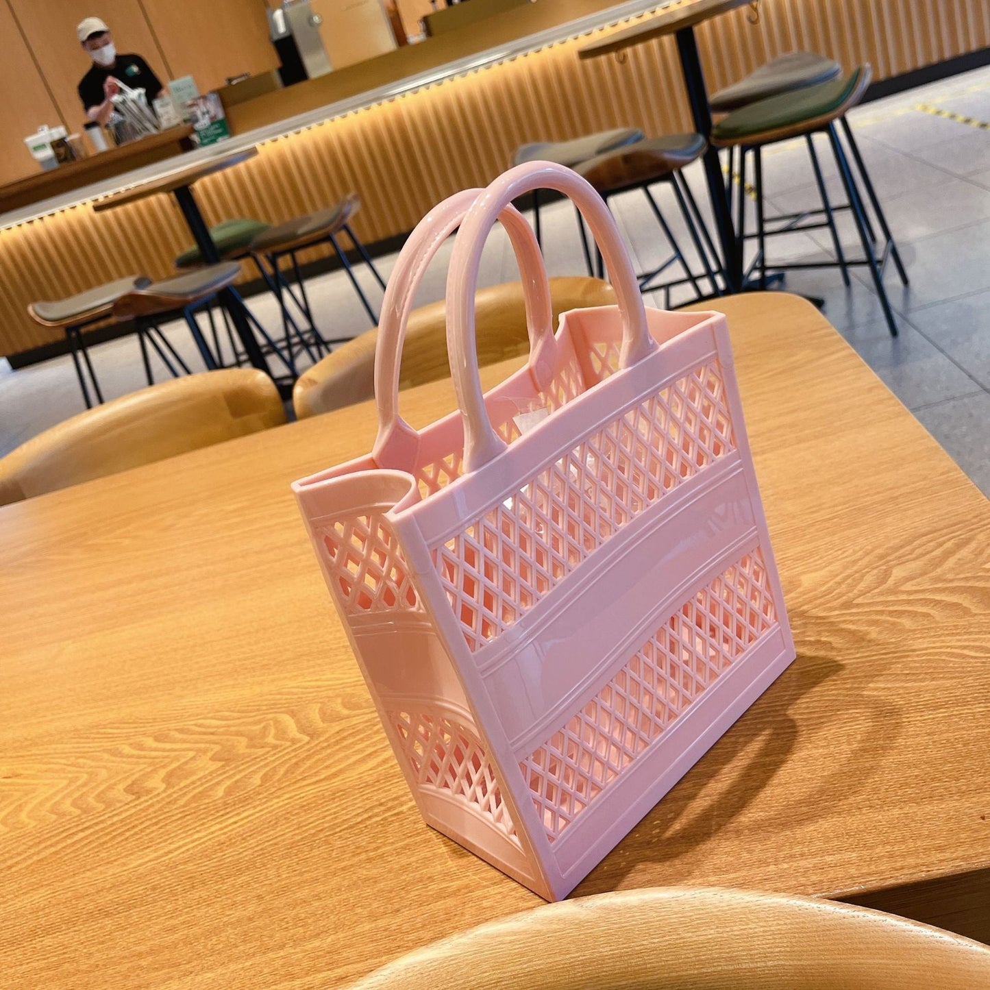 Summer New Shopping Basket Jelly Bag Large Capacity Basket Storage Basket Candy-Colored Hollowed Out Beach Bag